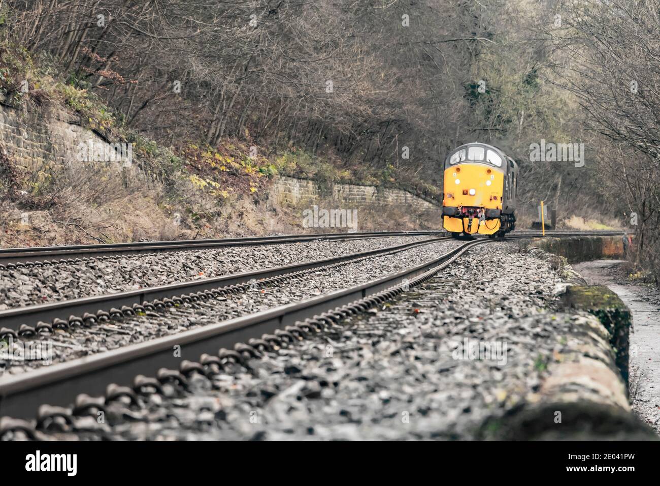 Anglais Electric Type 3 British Rail classe 37 locomotive diesel Numéro 37716 sur les voies ferrées au bord de la rivière Tyne Près de Hexham Northumberland Banque D'Images