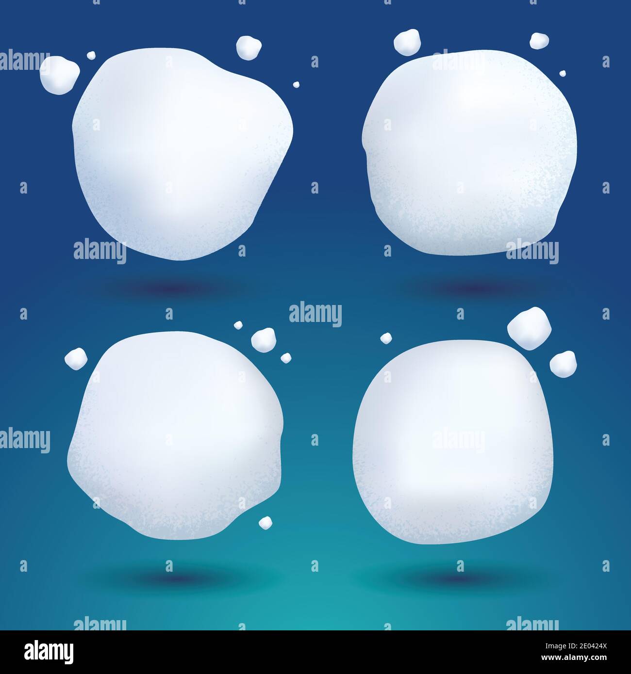 Jeu de boules à neige. Illustration vectorielle. Boule de neige blanche gelée sur fond bleu. Noël et nouvel an décoration réaliste. Symbole hiver. Illustration de Vecteur