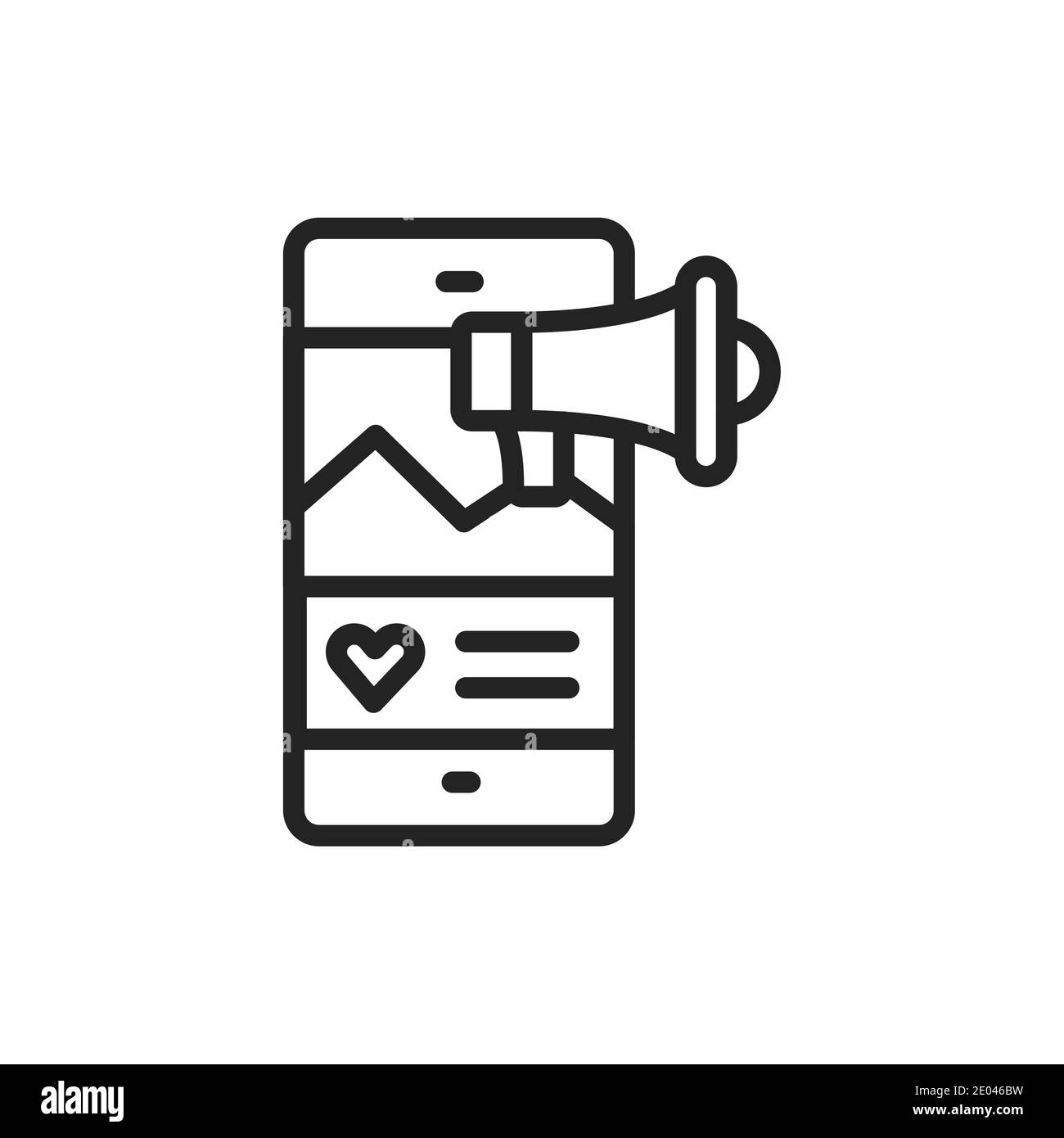 Icône noire de la ligne marketing de contenu. Promotion SMM. Illustration de Vecteur