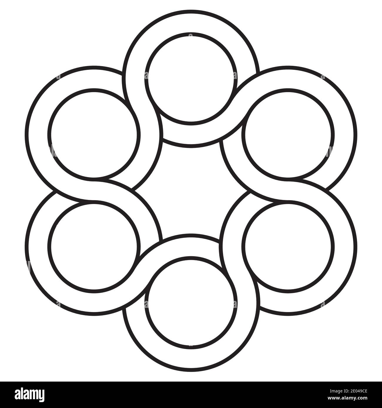 logo de valve d'icône, cercles entrelacés, taraud de symbole vectoriel, tatouage de torsion de concept Illustration de Vecteur
