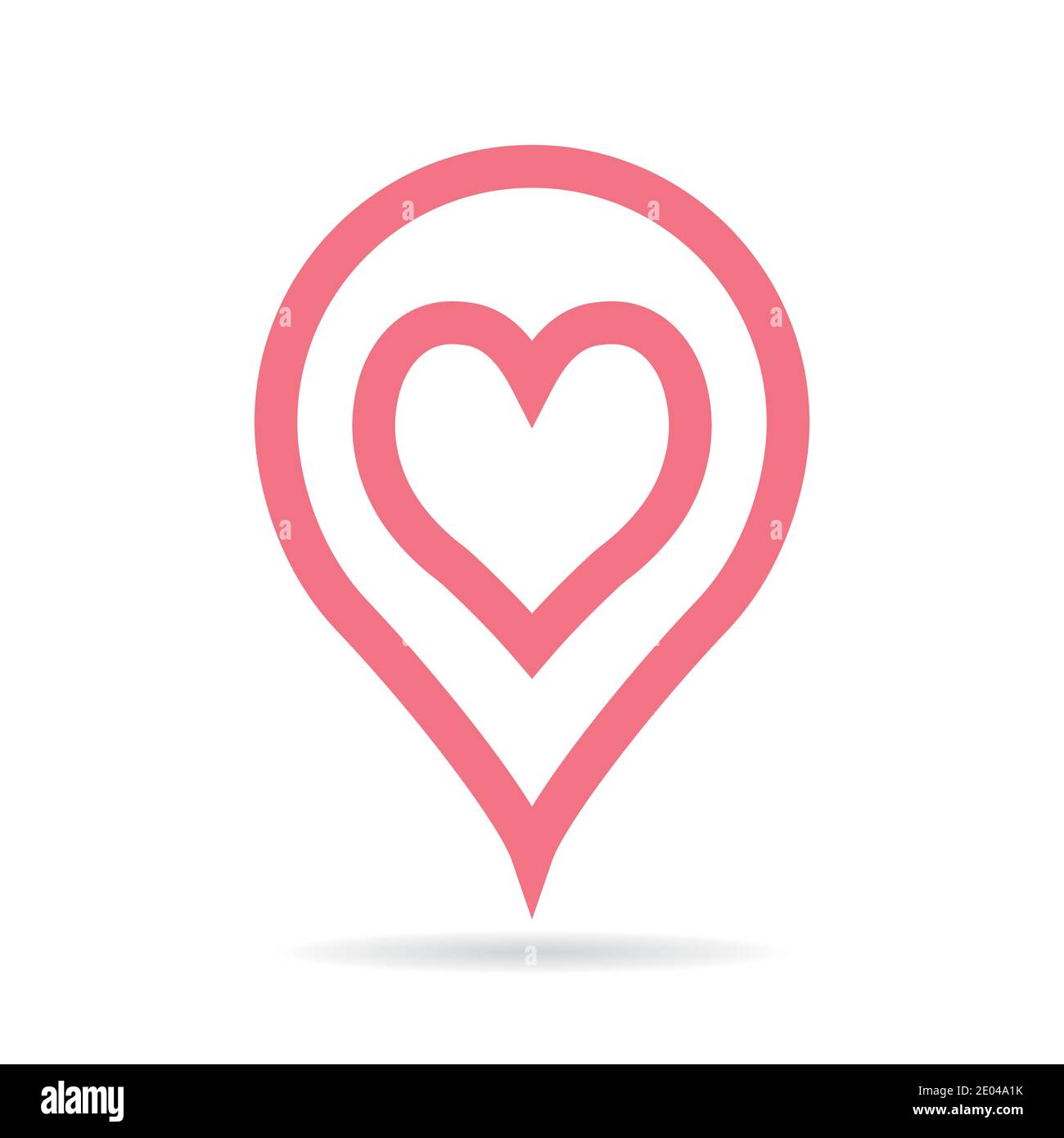 placez sur la carte pointeur pour la rencontre d'amour, vecteur pointeur avec coeur sur la carte pour la date du garçon et de la fille, lieu du mariage Illustration de Vecteur