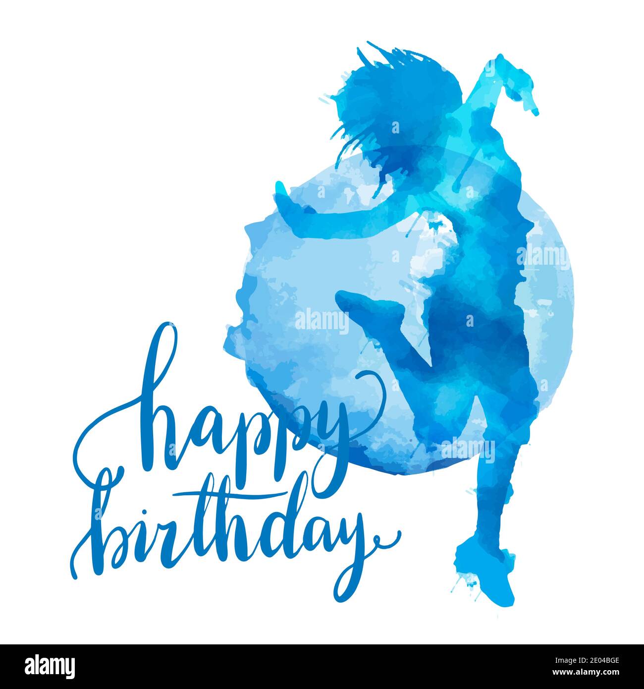 Carte D Anniversaire Avec Des Lettres Colorees Et Droles Jeune Femme Sautant Concept De Bonheur Et De Jeunesse Image Vectorielle Stock Alamy