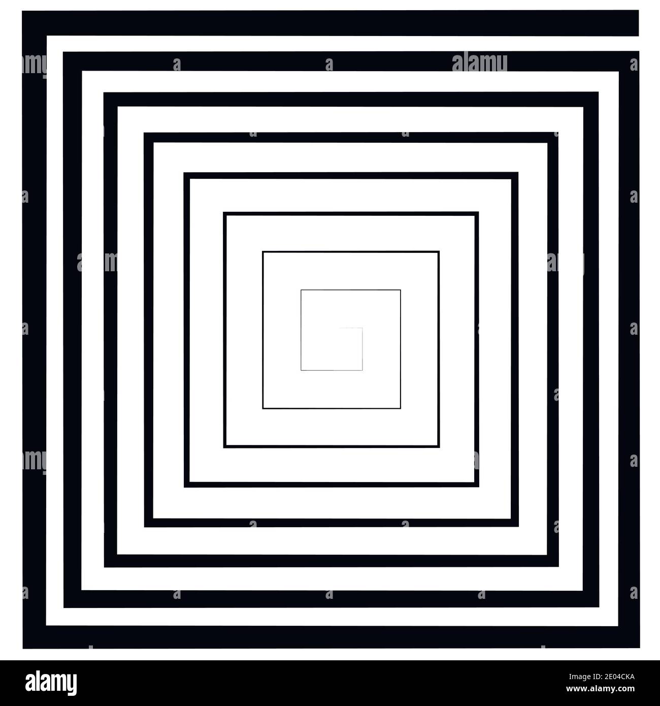 Spirale carrée, labyrinthe, effet d'illusionneur optique vectoriel, modèle de logo, tatouage Illustration de Vecteur