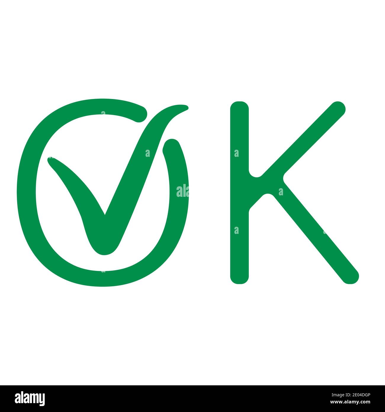 Mot OK avec une coche verte d'approbation, icône de vecteur de signe approuvé coche verte ok Illustration de Vecteur