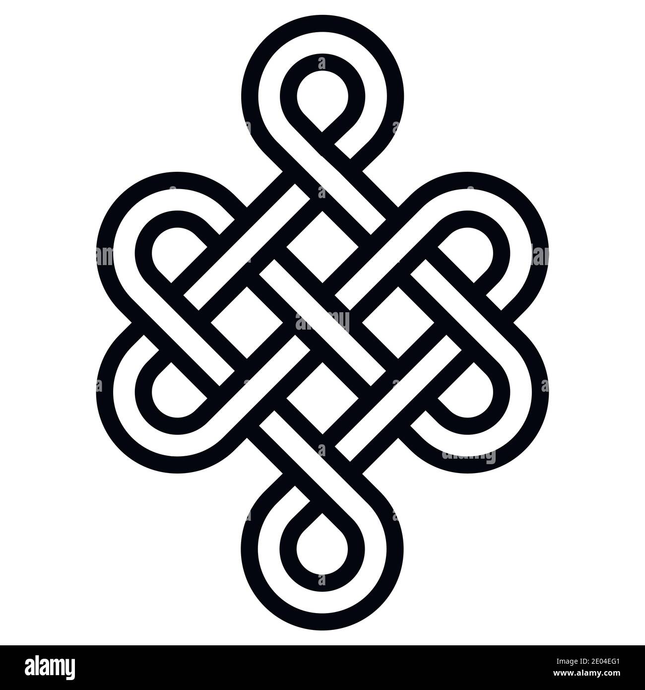 Nœud mystique de la longévité et de la santé, signe bonne chance Feng Shui, vecteur le nœud infini, symbole de santé tatouage Illustration de Vecteur