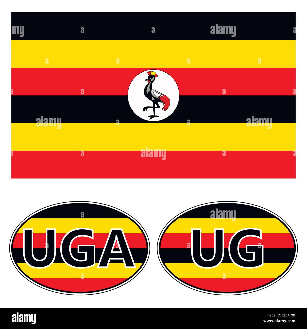 Drapeau et autocollants sur la voiture de l'Ouganda, autocollant vecteur drapeau de l'Ouganda Illustration de Vecteur