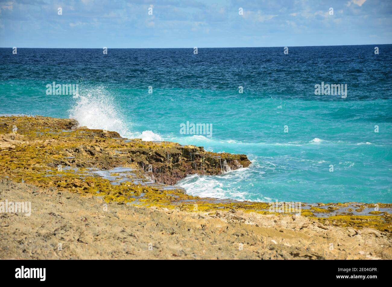 belle plage sur l'île des caraïbes de bonaire, bon site de plongée avec tuba et plongée sur l'île. profitez de la détente dans le sable au bord de la mer Banque D'Images