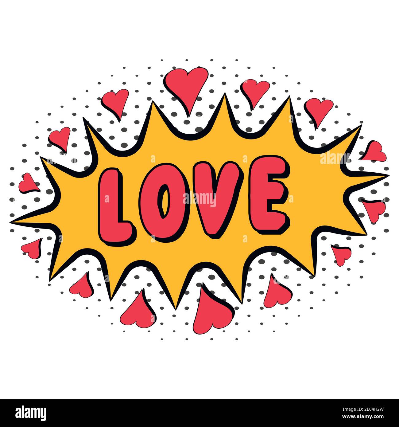 Livre de bande dessinée amour de mot avec coeur pop art style avec effet de demi-teinte, vecteur Comic parole bulle avec l'expression texte amour, dynamique animé lumineux Illustration de Vecteur