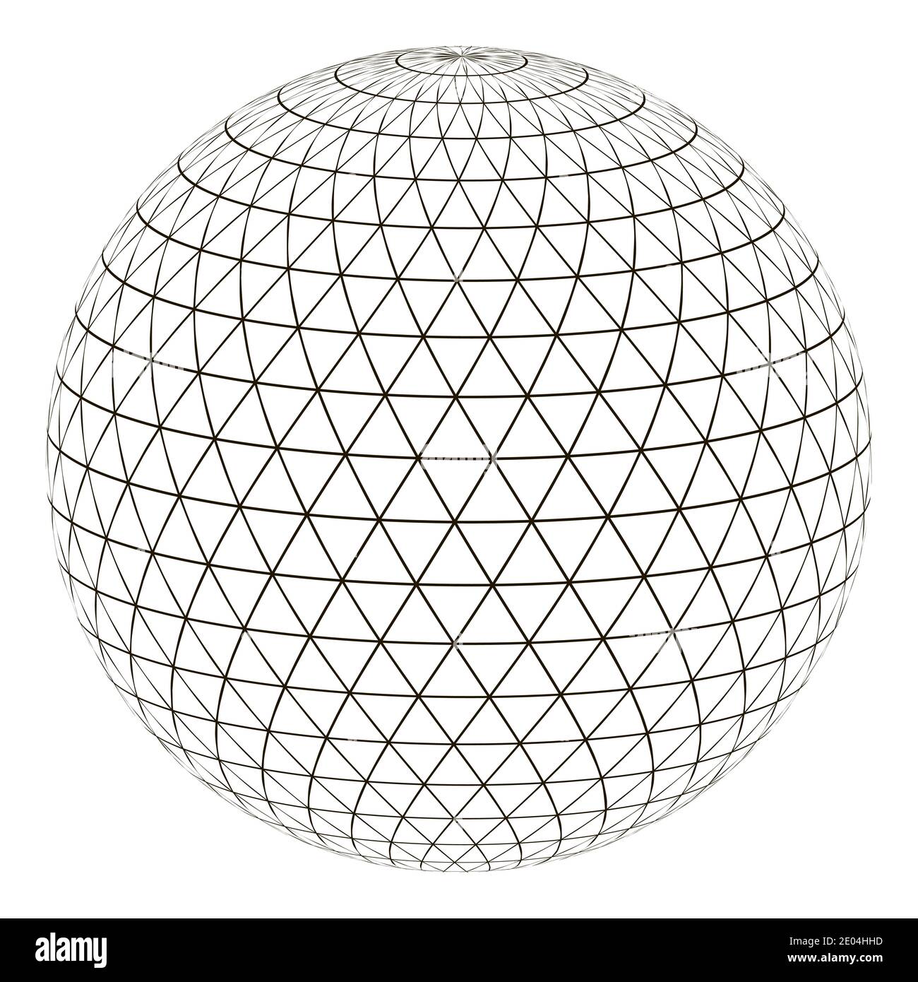 Boule sphère grille triangle sur la surface, vecteur globe planète terre avec une grille, le concept du monde virtuel Illustration de Vecteur