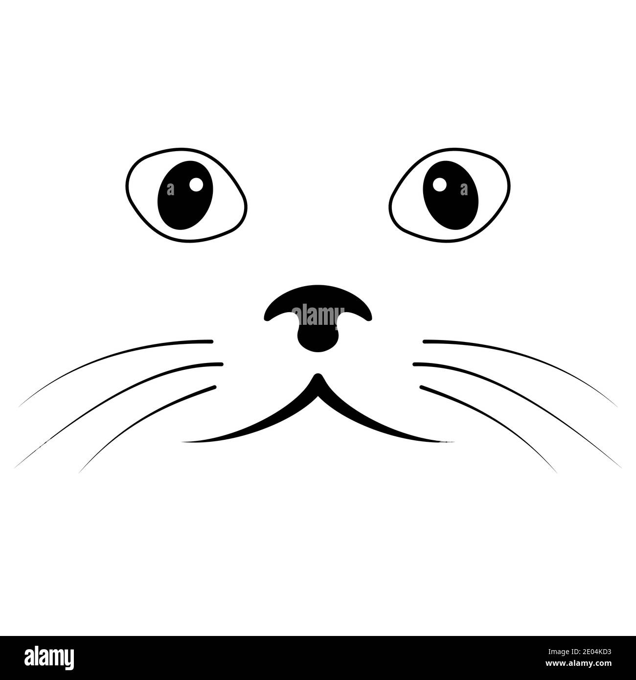 dessinez le visage de chat, le visage de chat simple vecteur, le nez et les yeux moustaches Illustration de Vecteur