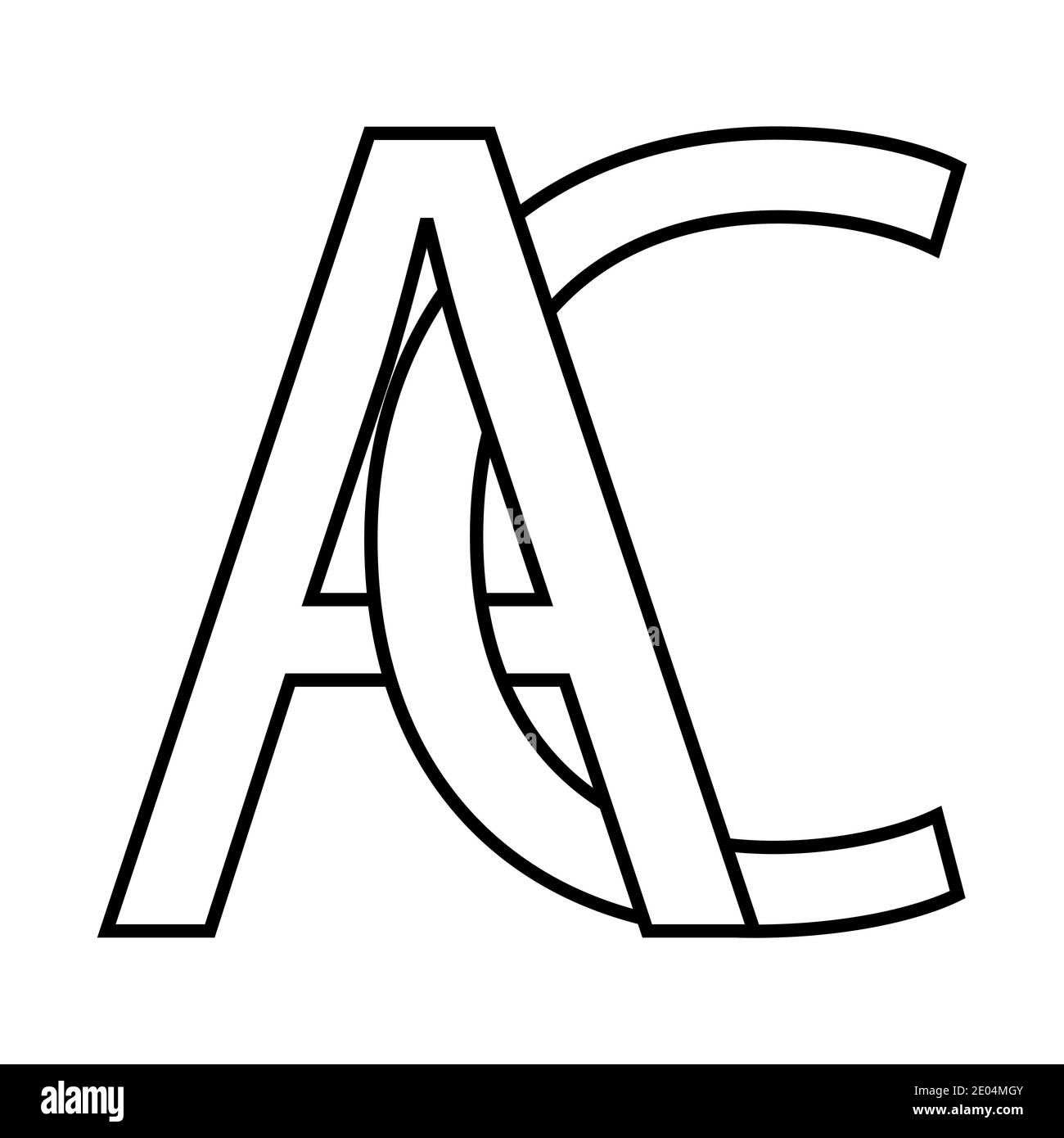Logo ac icône signe deux lettres entrelacées A C vector logo ac premières lettres majuscules motif alphabet a c Illustration de Vecteur