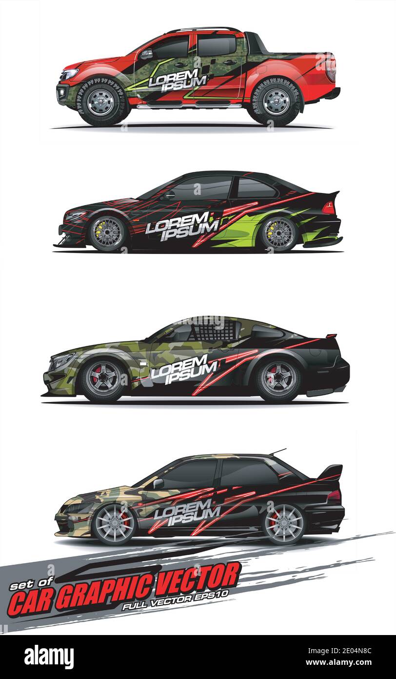 ensemble de vecteur du kit graphique du véhicule. Arrière-plan abstrait moderne pour la marque d'emballage de voiture et les autocollants d'auto décoration Illustration de Vecteur
