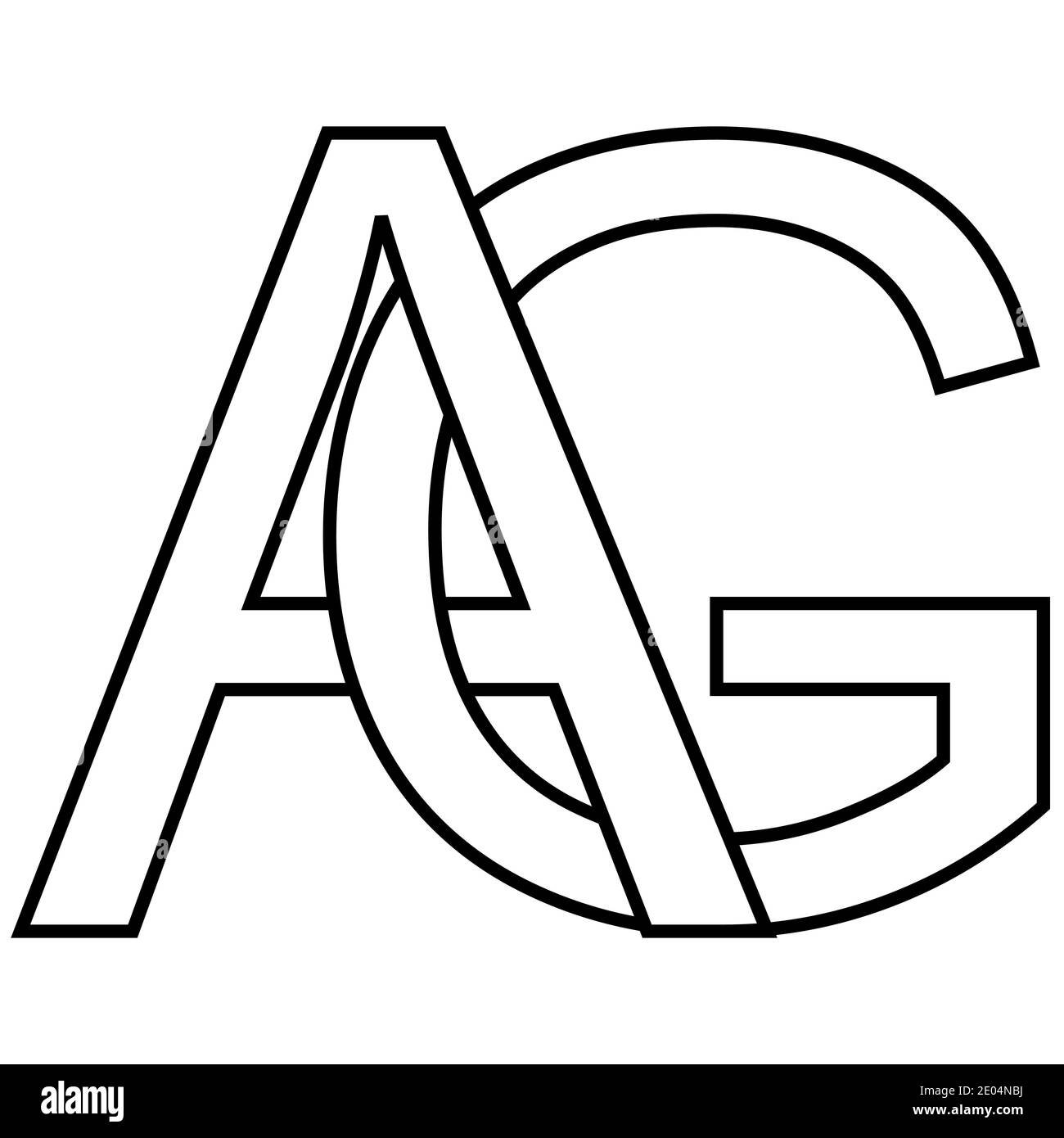 Logo icône ag icône signe deux lettres entrelacées A, G vecteur logo ag premières lettres majuscules motif alphabet a, g Illustration de Vecteur