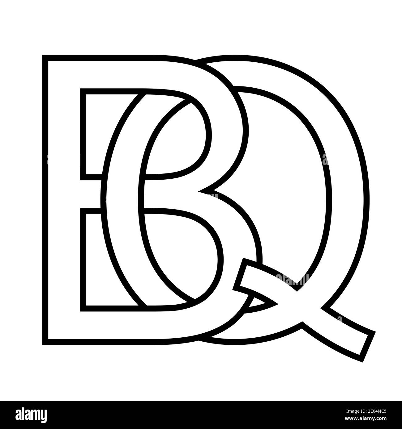 Logo signe bq qb icône signe deux lettres entrelacées B et Q vecteur logo bq, qb premières lettres majuscules motif alphabet b, q Illustration de Vecteur