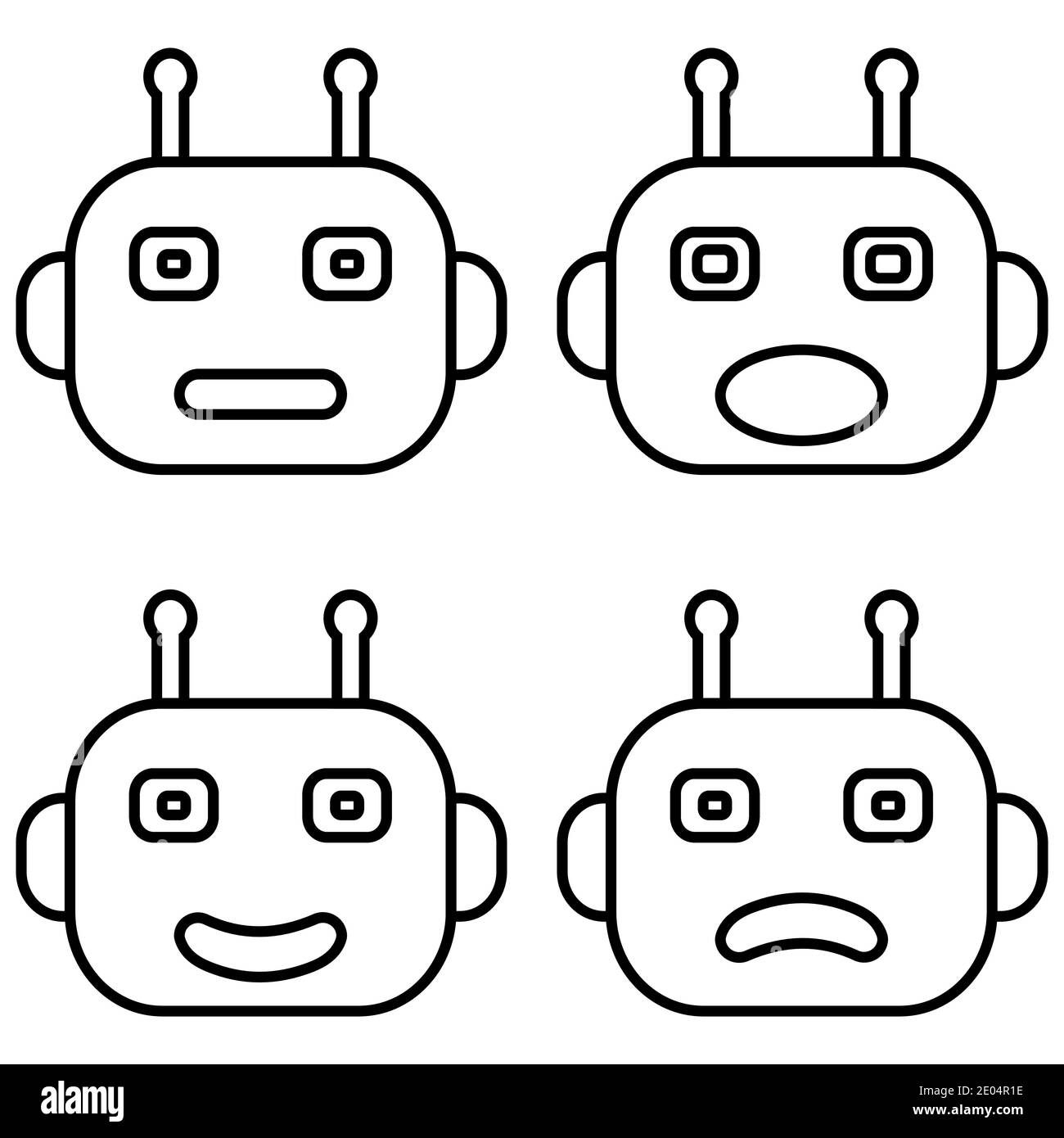 Icônes chat bot intelligence artificielle, émotions, vecteur bot l'icône de réseau pour afficher la réaction des émotions Illustration de Vecteur