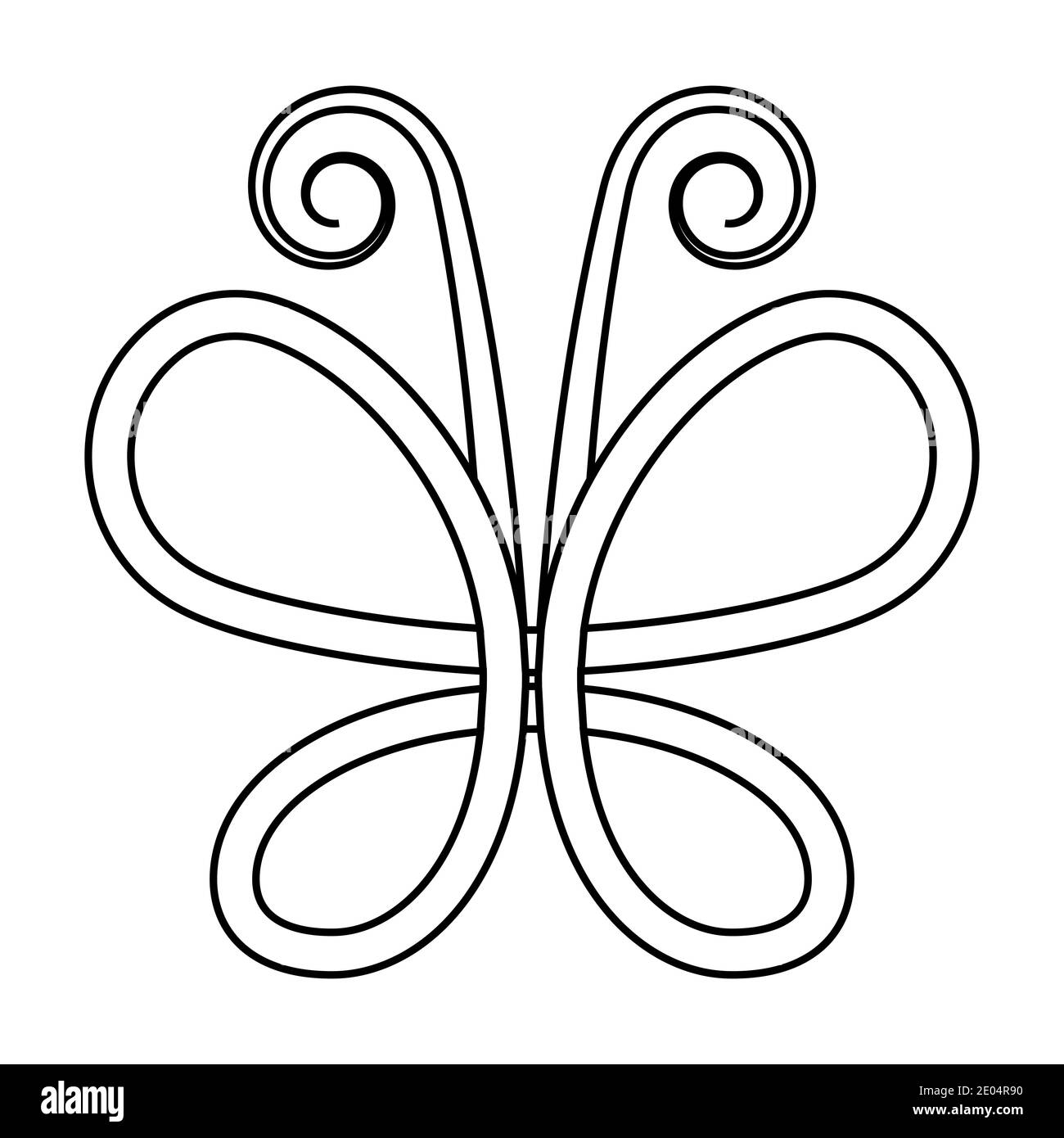Entrelacement de contours papillon gracieux, vecteur icône symbole concept de l'été joli papillon Illustration de Vecteur