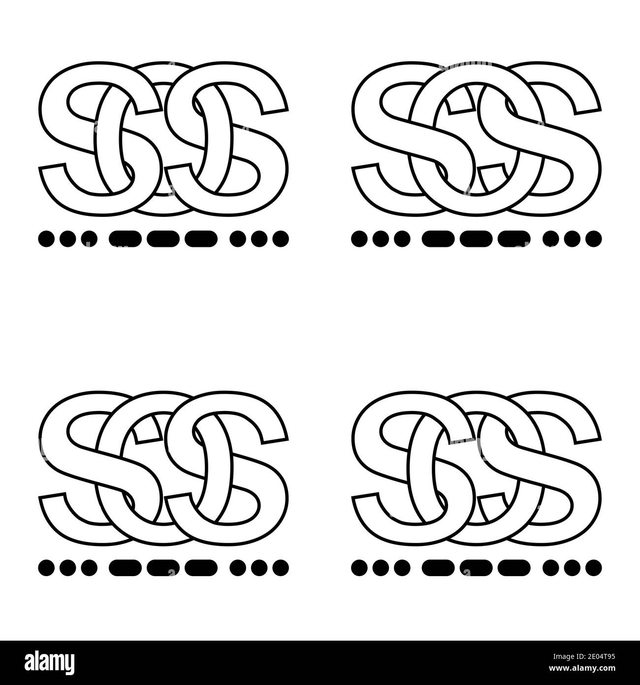 Icône signe symbole SOS lettres entrelacées S O S signe Morse code. Illustration autocollant symbole signal SOS à plat Illustration de Vecteur