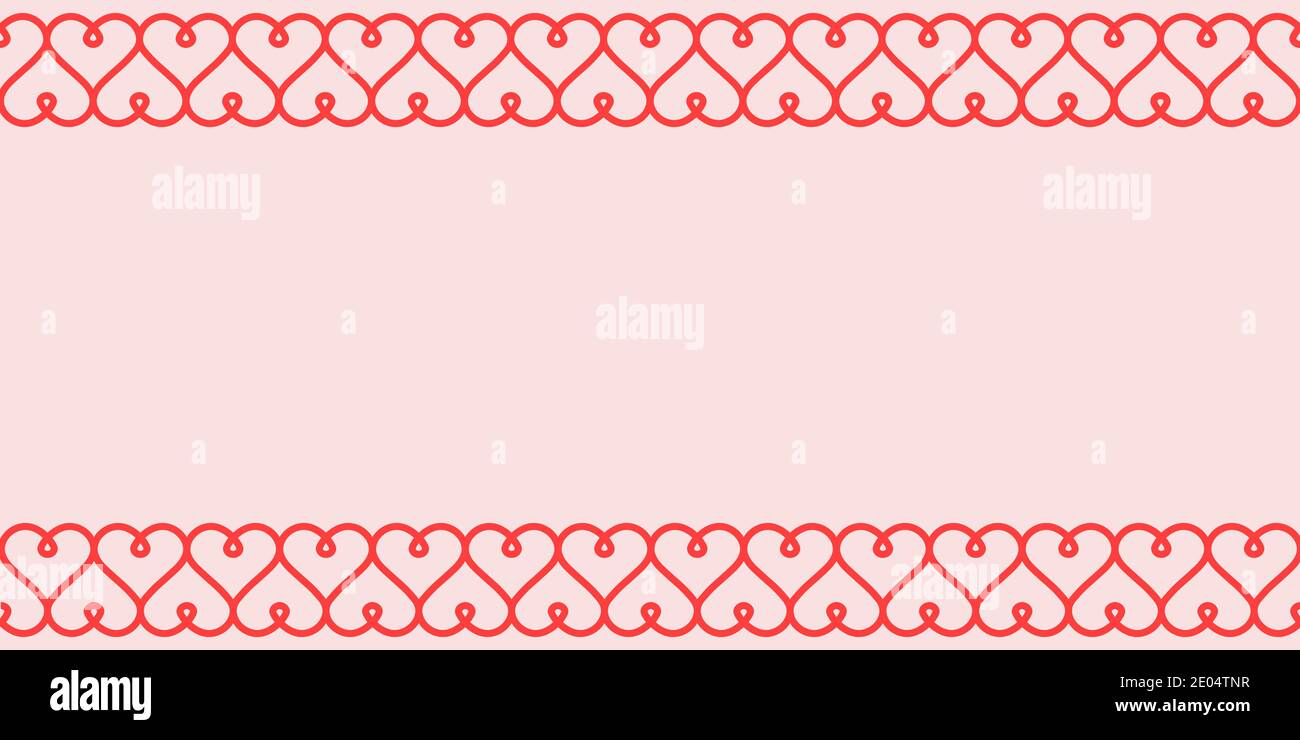 Modèle de carte de vœux de Saint-Valentin, carte de Saint-Valentin horizontale vectorielle avec motif calligraphique de coeurs Illustration de Vecteur