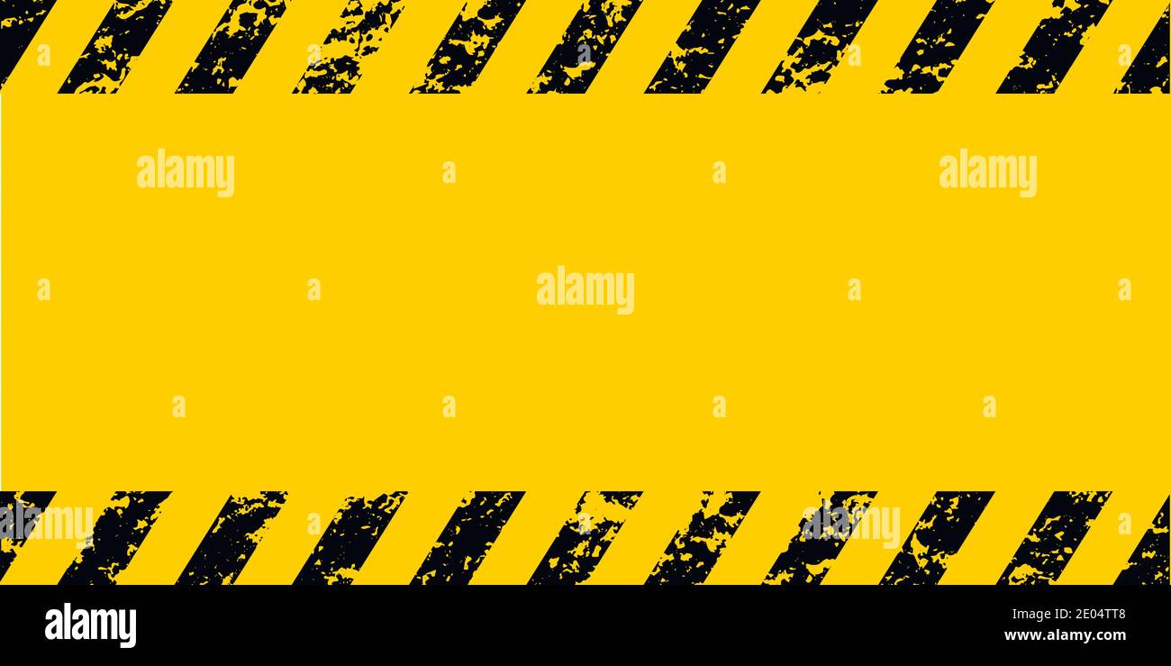 Cadre d'avertissement grunge jaune bandes diagonales noires, texture de grunge vecteur avertissement attention, construction, arrière-plan de sécurité Illustration de Vecteur
