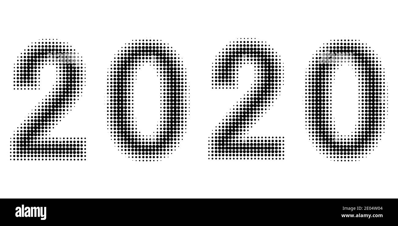 2020 chiffres de la nouvelle année date style demi-ton vecteur 2020 demi-ton Police en pointillés des numéros d'effet Illustration de Vecteur