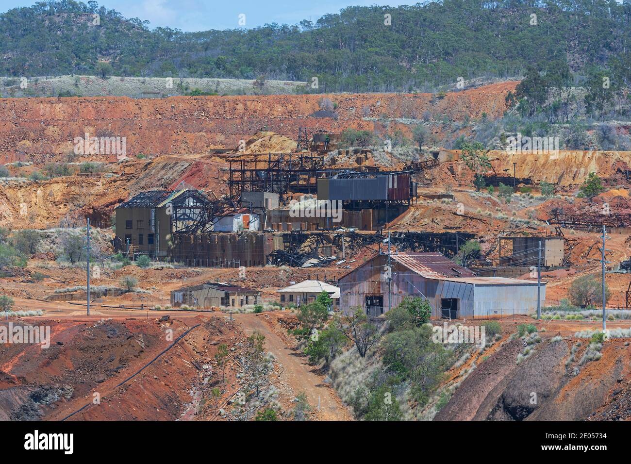 Ancienne mine abandonnée d'or, d'argent et de cuivre, Mount Morgan, Central Queensland, Queensland, Australie Banque D'Images