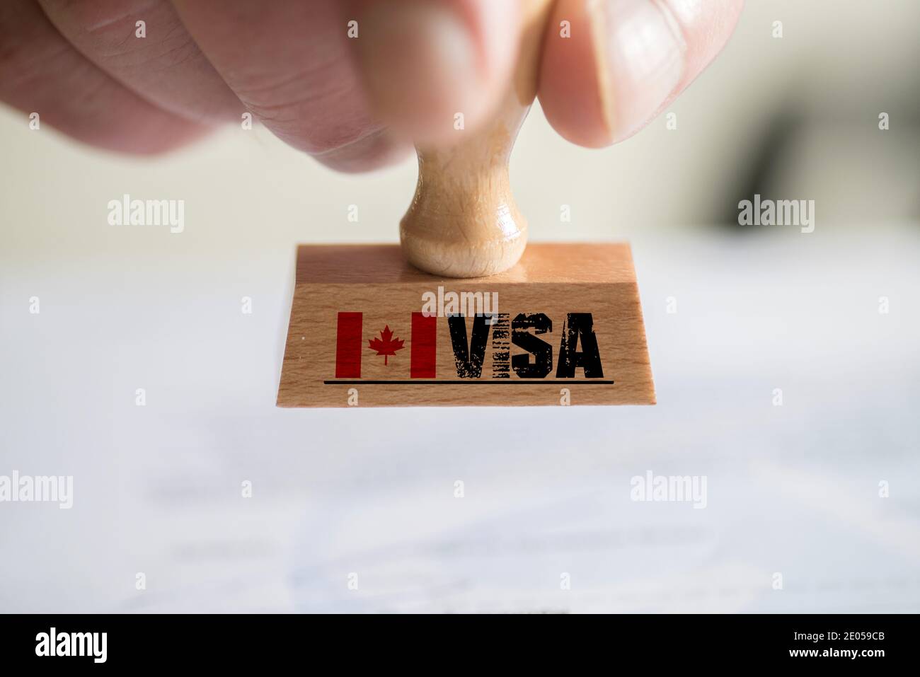 Un timbre et un visa pour le Canada Banque D'Images