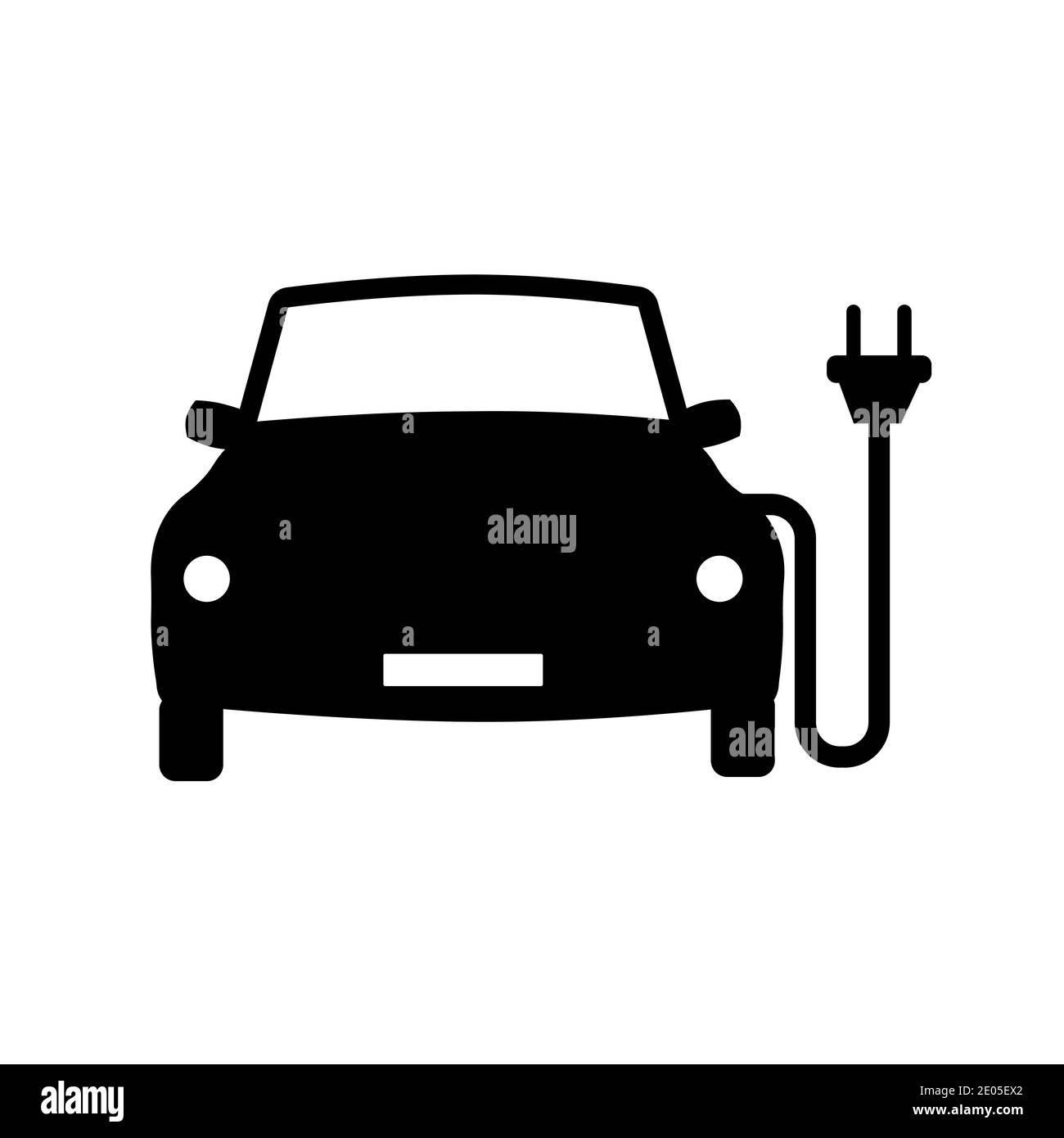 Noir Electro car simple symbole noir et blanc Illustration de Vecteur