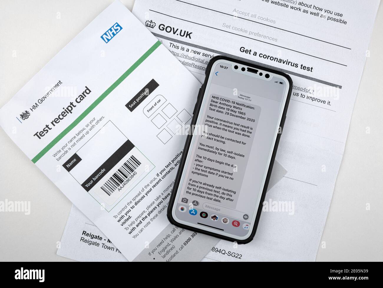 Résultat positif du test du coronavirus. Banque D'Images