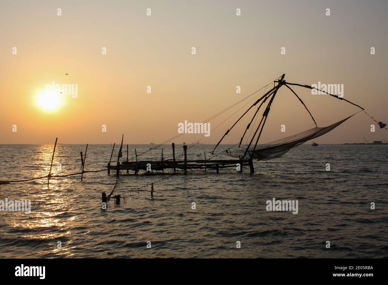 Filets de pêche à Cochin, Inde Banque D'Images