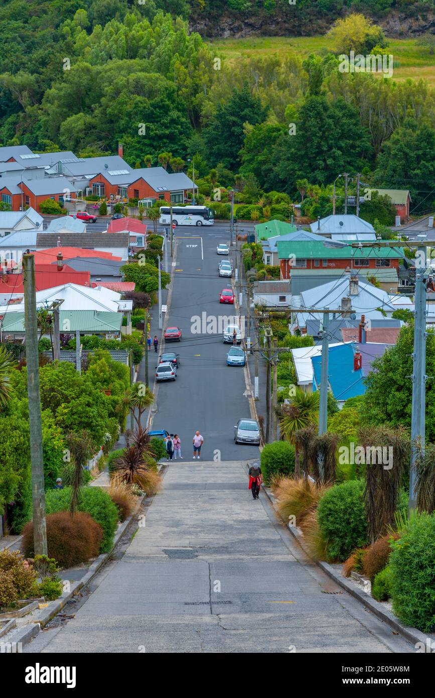 DUNEDIN, NOUVELLE-ZÉLANDE, 25 JANVIER 2020: Baldwin Street - la rue la plus raide du monde, à Dunedin, Nouvelle-Zélande Banque D'Images
