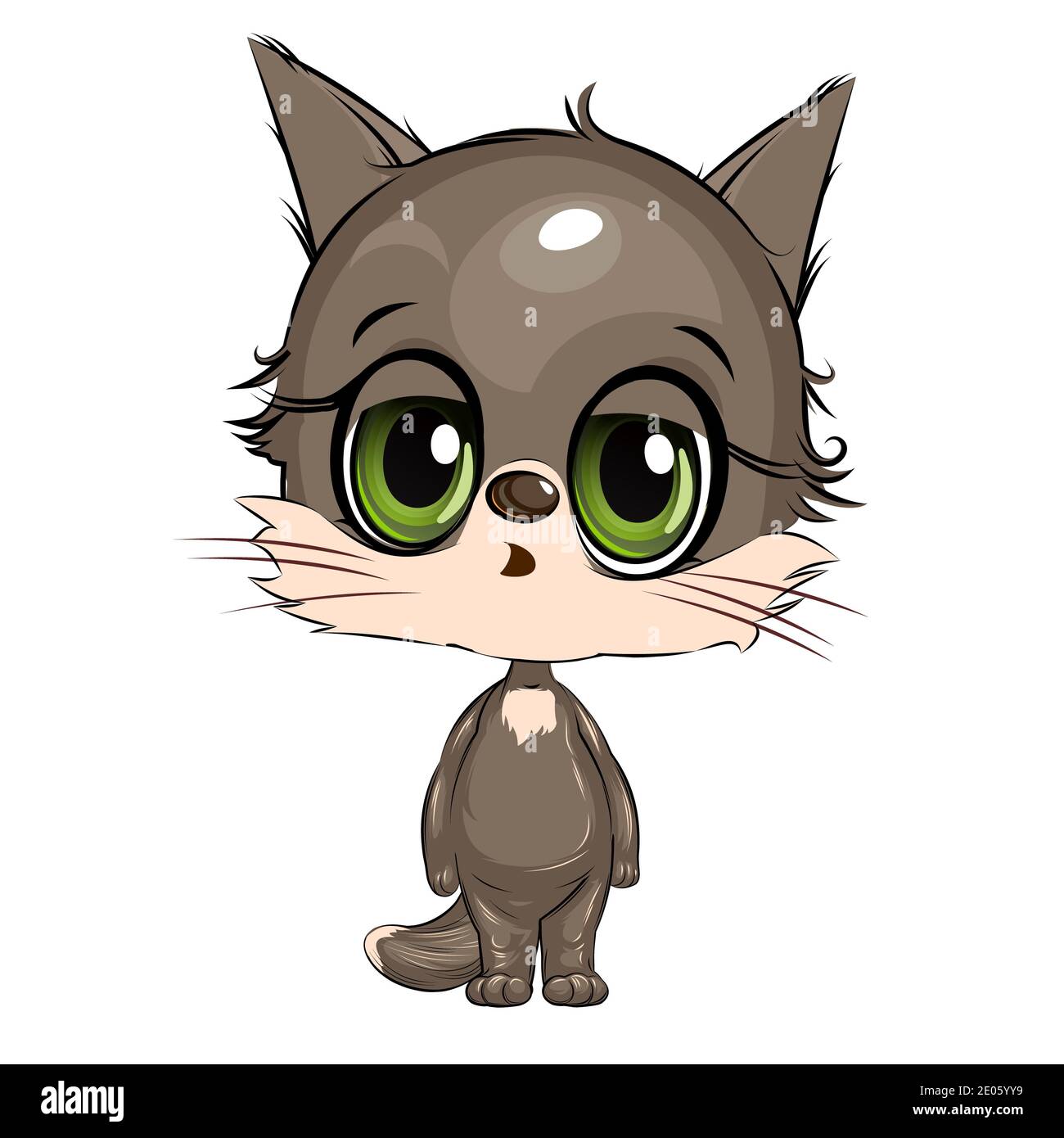 Petit Kitten. CUB Kitty. Joli animal drôle. Enfant. Style de dessin animé. Isolé sur fond blanc. Banque D'Images