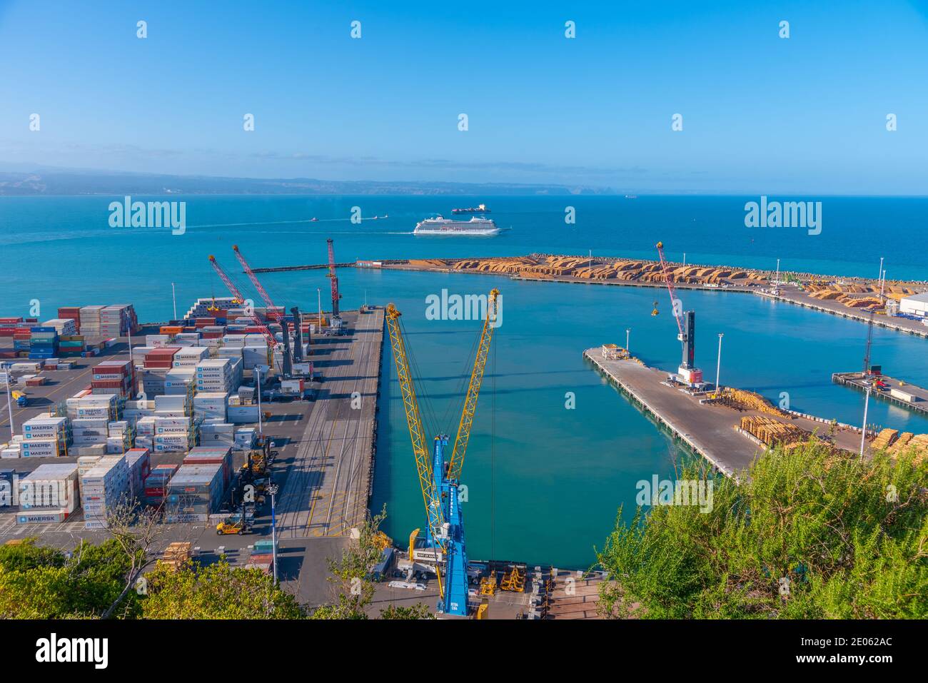 NAPIER, NOUVELLE-ZÉLANDE, 10 FÉVRIER 2020 : vue aérienne du port de Napier, Nouvelle-Zélande Banque D'Images