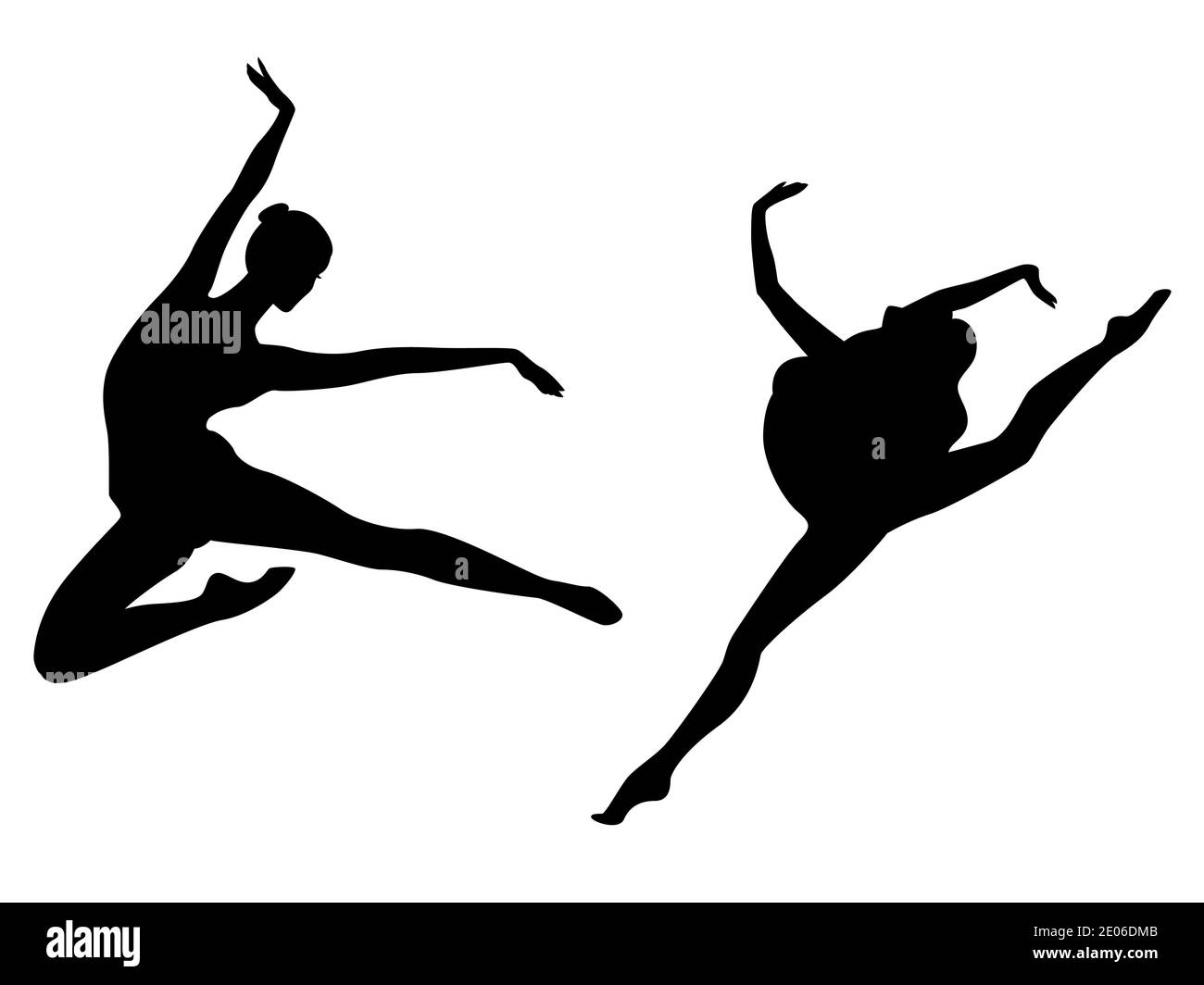 Abstrait noir stencil silhouettes de femmes danseuses en saut, dessin à la main illustration vectorielle Illustration de Vecteur