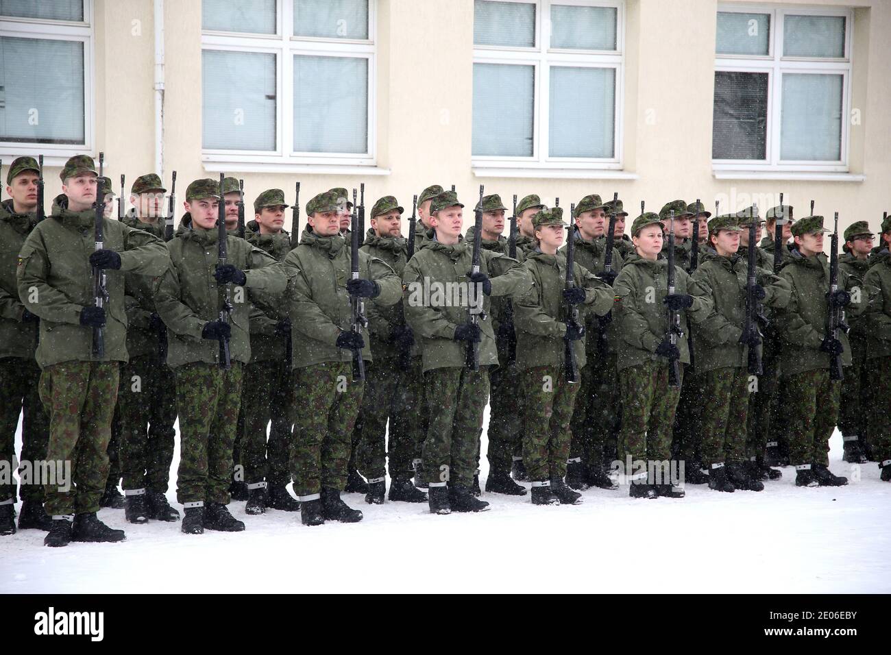 Serment de l'Académie militaire lituanienne, hiver, Vilnius 10 02 2018 Banque D'Images