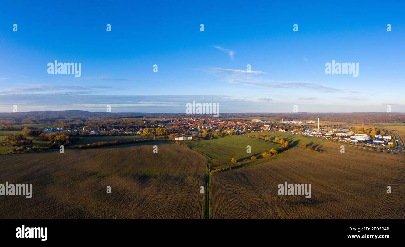 Von Luftbildaufnahme Harzgerode im Harz Banque D'Images