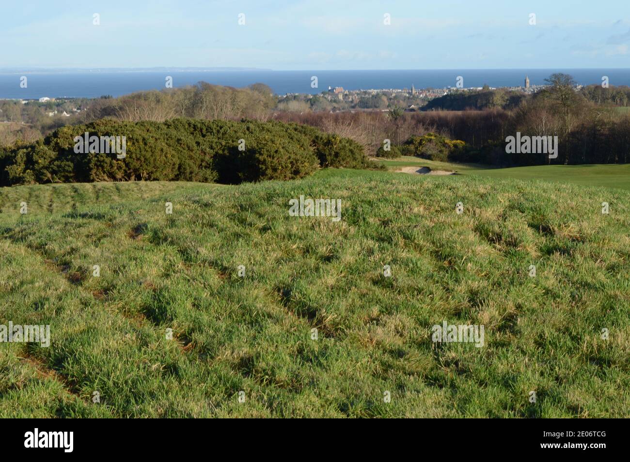 Vue sur le parcours de golf de Craigtoun à St Andrews Baie le jour ensoleillé de décembre Banque D'Images