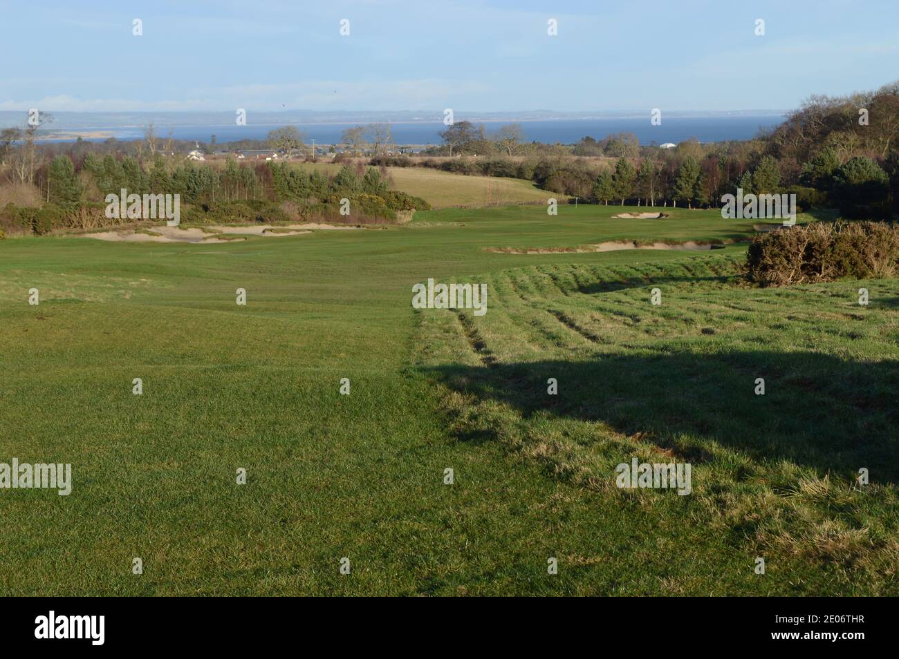 Vue sur le parcours de golf de Craigtoun à St Andrews Baie le jour ensoleillé de décembre Banque D'Images