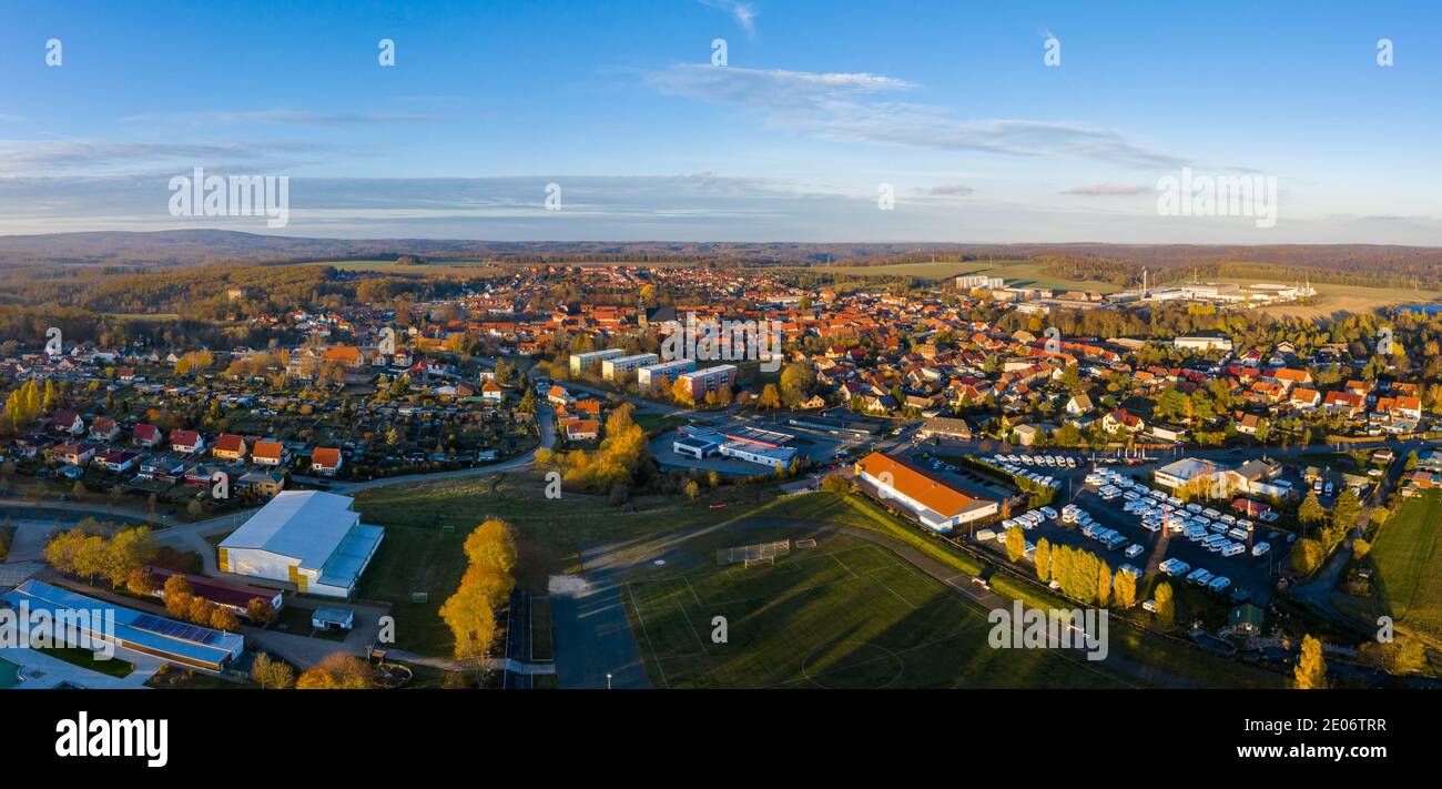 Von Luftbildaufnahme Harzgerode im Harz Banque D'Images