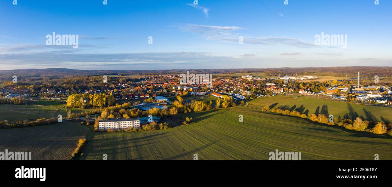 Von Luftbildaufnahme Harzgerode im Harz Banque D'Images