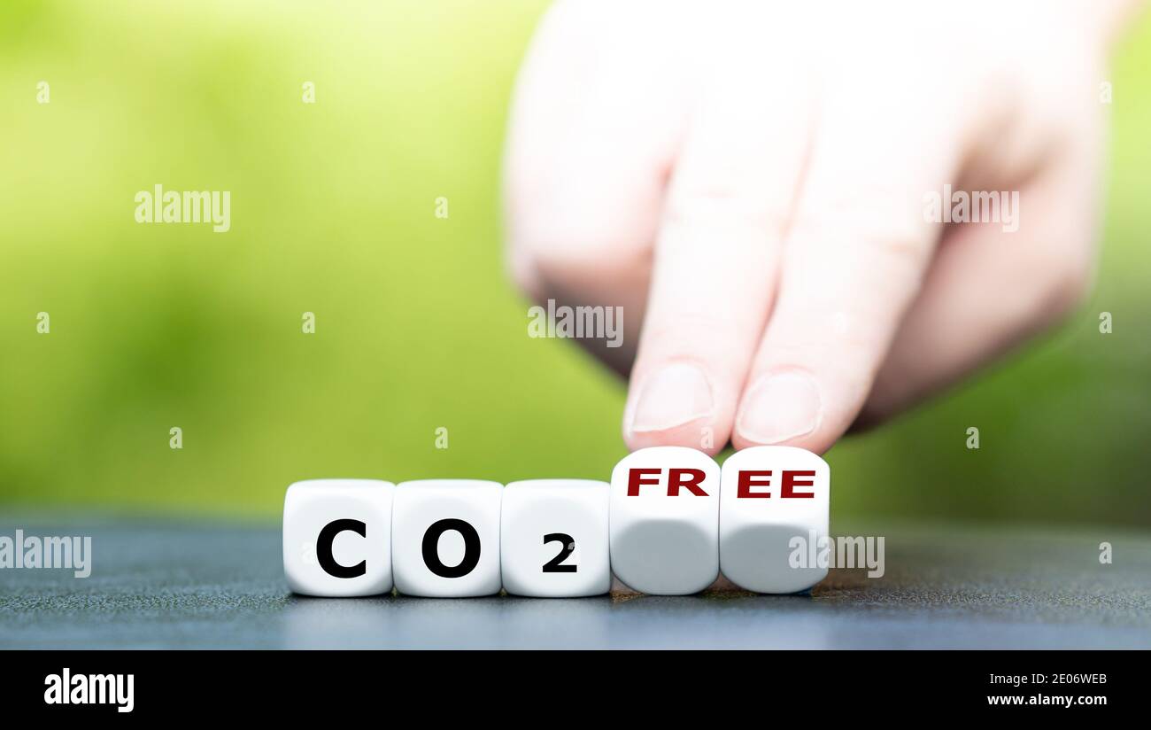 Les dés forment l'expression « sans CO2 ». Banque D'Images