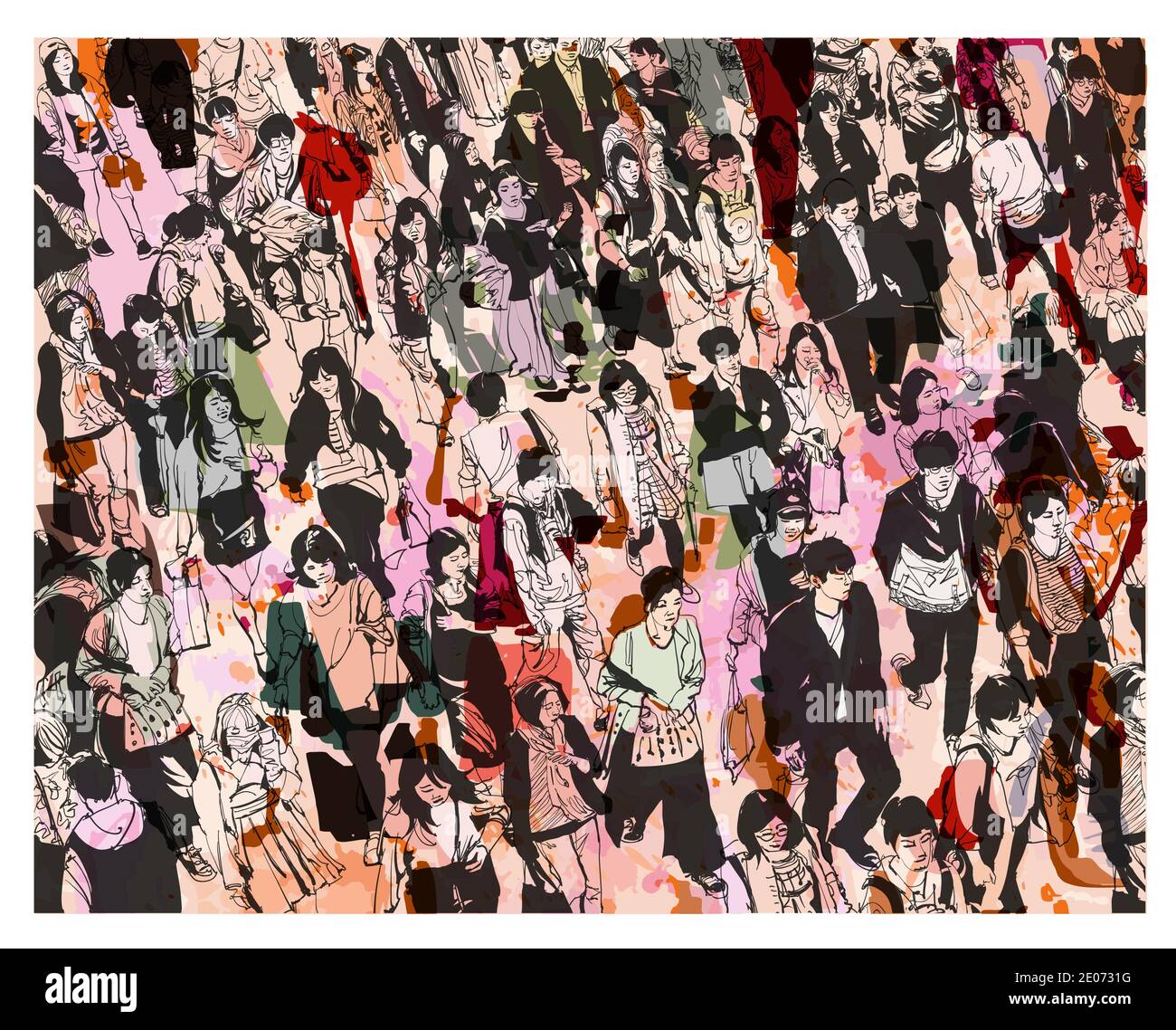 Piétons marchant à Shibuya Crossing. - illustration vectorielle Illustration de Vecteur