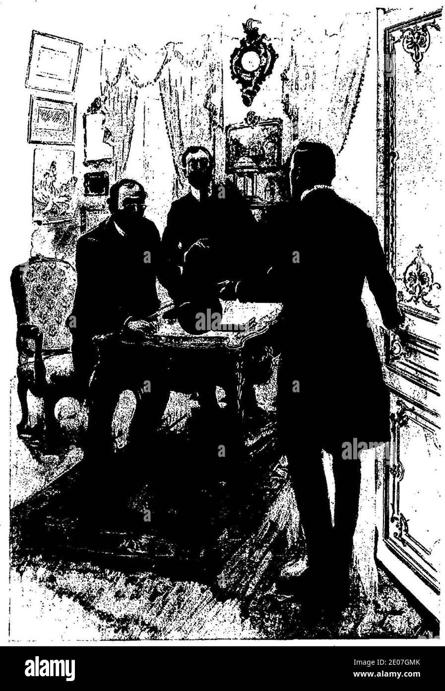 LeBlanc - Arsène Lupin contre herlock Sholmès (la Dame blonde suivi de la Lampe juive), paru dans Je sais tout, 1906-1907 (page 7 crop). Banque D'Images