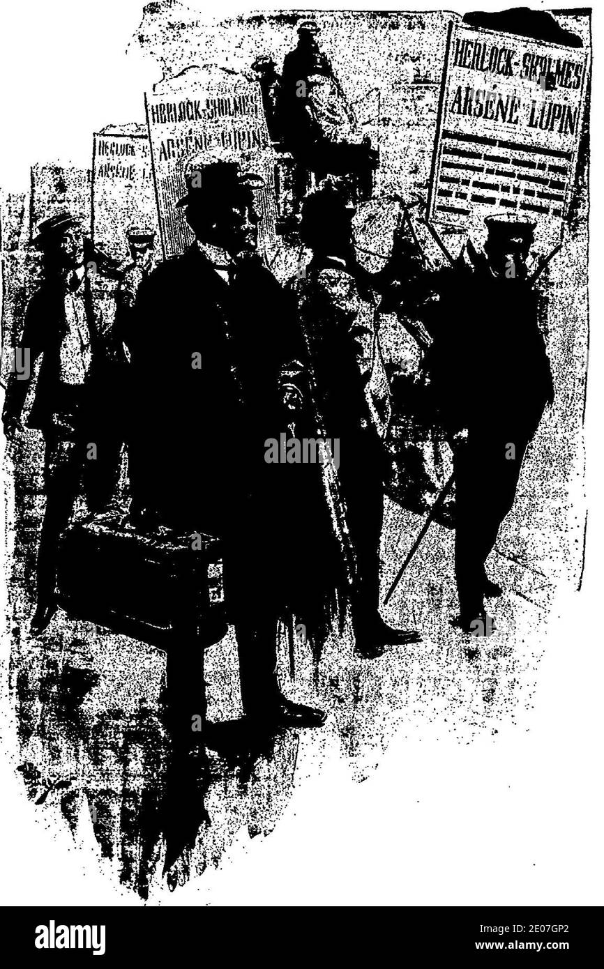 LeBlanc - Arsène Lupin contre herlock Sholmès (la Dame blonde suivi de la Lampe juive), paru dans Je sais tout, 1906-1907 (page 68 crop). Banque D'Images