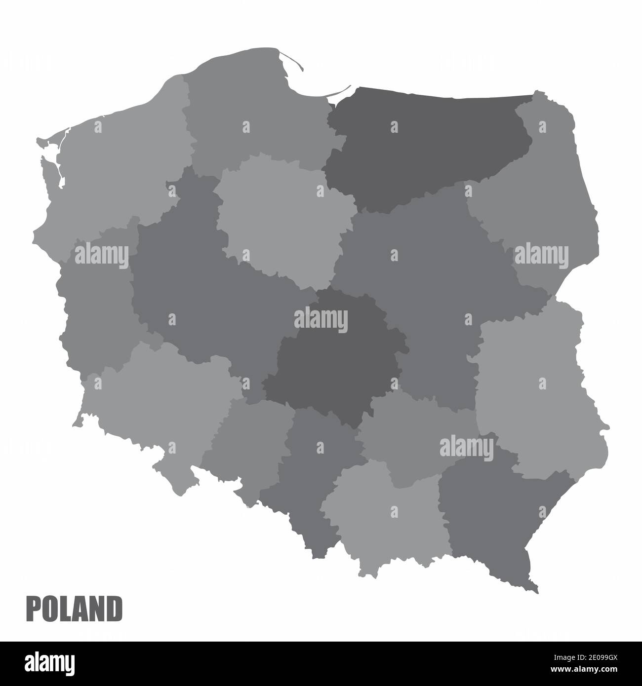 Carte administrative de la Pologne Illustration de Vecteur