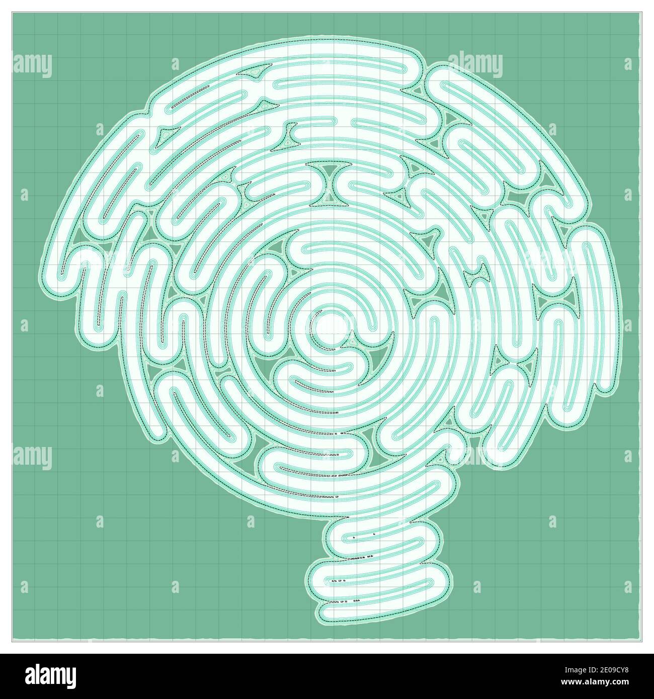 Labyrinthe en forme de cerveau, vue latérale. Section d'un cerveau. Concept abstrait. Complexité de l'esprit. Personne emprisonnée dans leurs propres pensées, psychologie Banque D'Images