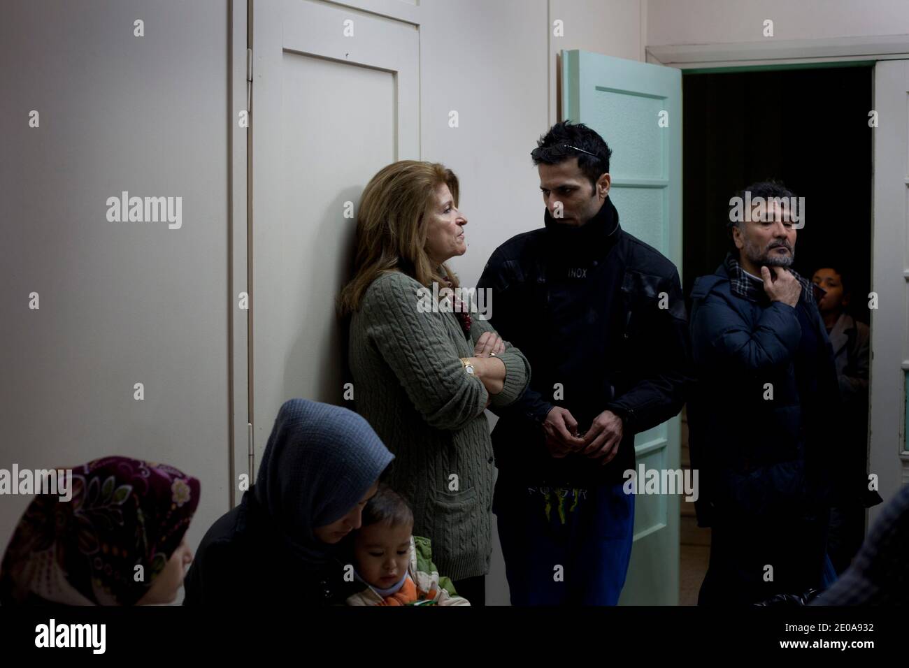 CARITAS est une organisation internationale du Churchin catholique à Athènes, Grèce, le 15 février 2012. CARITAS est une organisation internationale de l'Église catholique. Caritas Hellas a deux projets : un restaurant, dans son propre bâtiment, servant des repas chauds tous les jours et des dons alimentaires aux familles une fois par mois. Environ 250 personnes déjeunent chaque jour. Photo de Sophia Petrova/ABACAPRESS.COM Banque D'Images