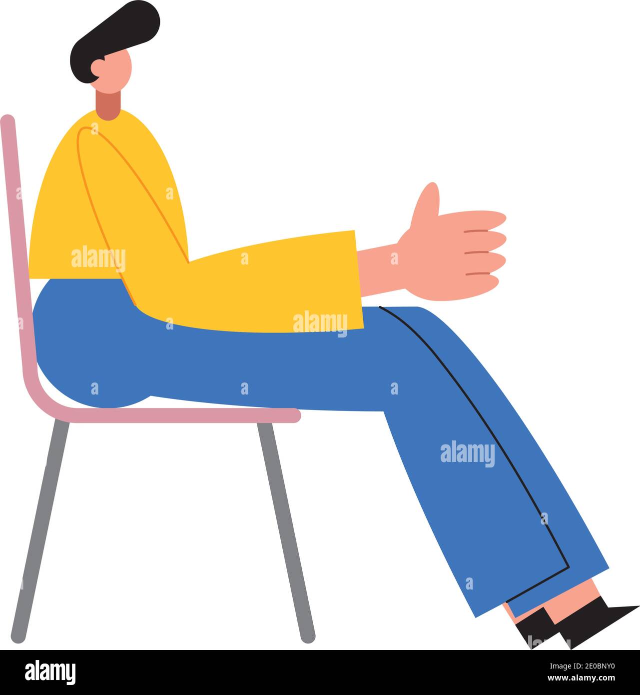 Homme dessin animé disant bonjour sur la conception de chaise, garçon homme personne personnes les médias sociaux humains et portrait thème illustration vectorielle Illustration de Vecteur