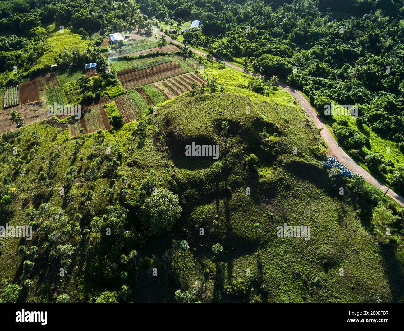 Local KED, Also Terrace, est sculptée forme de relief de colline, mystérieuse ruines artificielles anciennes, Aimeliik, île de Babeldaob, Palau, Micronésie, Océanie Banque D'Images