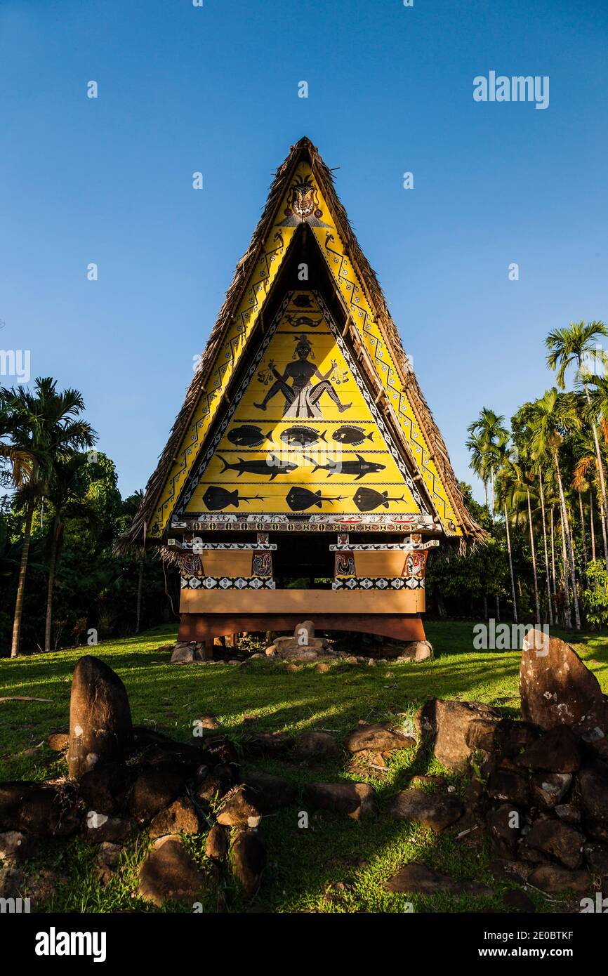 Bai Rekeai, Bai est une maison traditionnelle en bois, maison de rencontre pour hommes, lieu de rassemblement pour hommes, Aimeliik, île de Babeldaob, Palaos, Micronésie, Océanie Banque D'Images