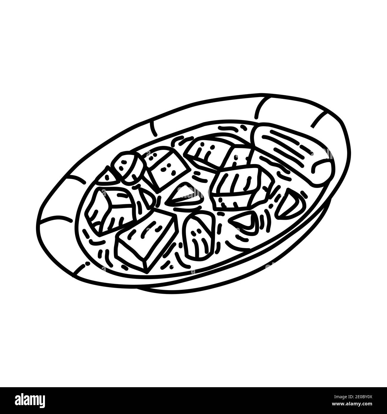 Jalamah Arabie Saoudite Food main icône dessinée ensemble Vector. Illustration de Vecteur